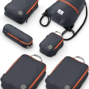 Compression Packing Cubes for Travel – 6 Piece Luggage Organizer Set with Lig...