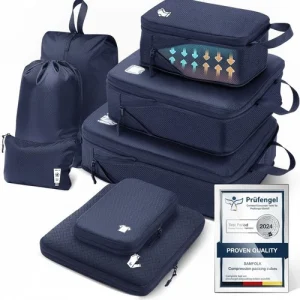 Compression Packing Cubes Suitcase Organizer Waterproof Travel Bag Set of 8