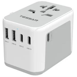 28W Universal Travel Adapter Worldwide Plug Adaptor with 2 USB A & 3 USB C Ports