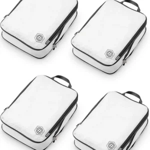 Extra Large Compression Packing Cubes 4 Piece Set - White/Grey Luggage