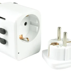 World travel adapter twin USB charging ports use in over 200 countries EU EUROPE