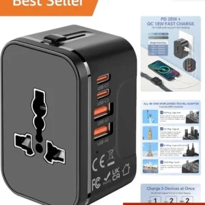 Universal Travel Adapter with 4 USB Ports - Fast Charging for Global Travelers